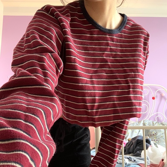 Striped long sleeve crop shirt - Picture 1 of 2
